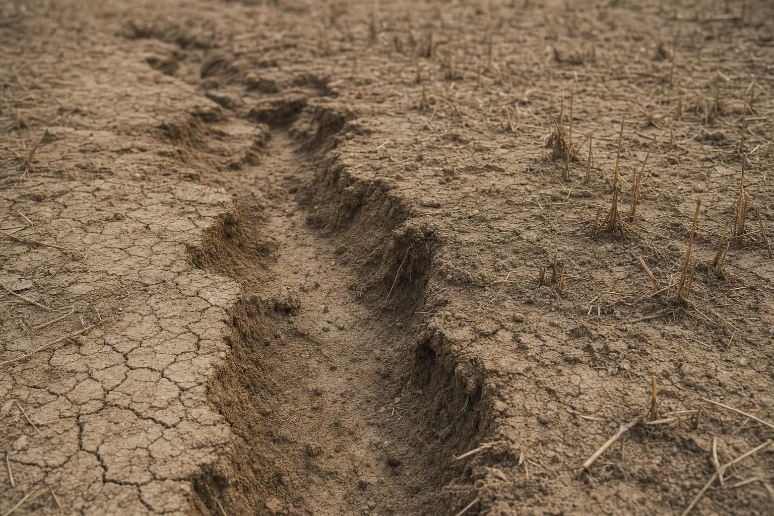 Sol agricole érodé et dégradé